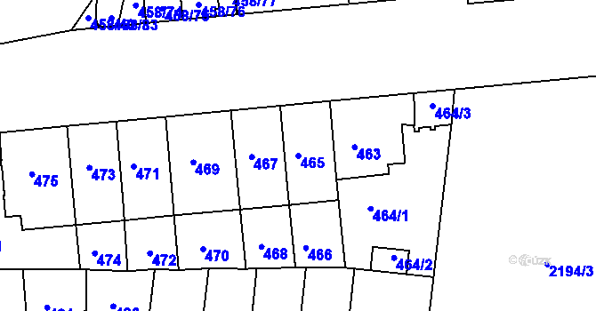 Parcela st. 465 v KÚ Střešovice, Katastrální mapa