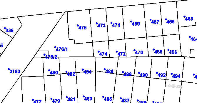 Parcela st. 474 v KÚ Střešovice, Katastrální mapa