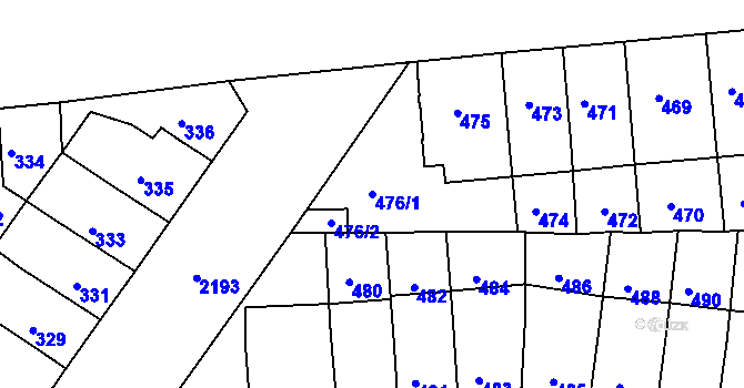 Parcela st. 476/1 v KÚ Střešovice, Katastrální mapa