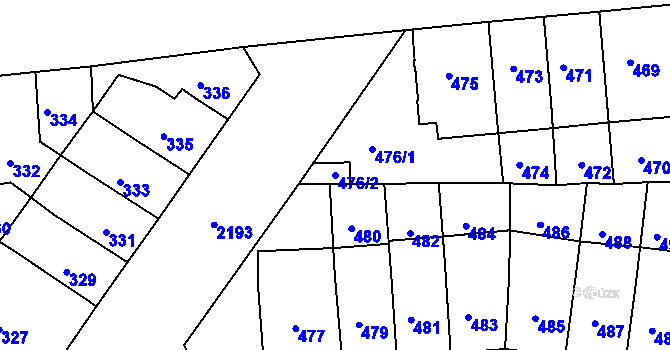 Parcela st. 476/2 v KÚ Střešovice, Katastrální mapa