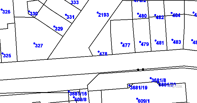 Parcela st. 478 v KÚ Střešovice, Katastrální mapa