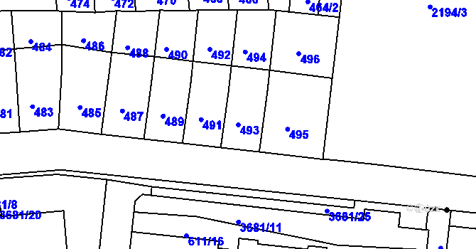 Parcela st. 493 v KÚ Střešovice, Katastrální mapa