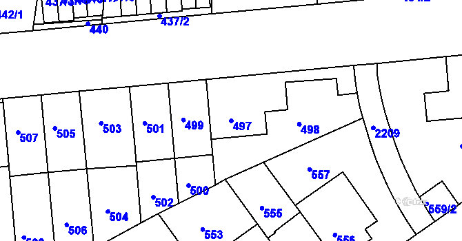 Parcela st. 497 v KÚ Střešovice, Katastrální mapa
