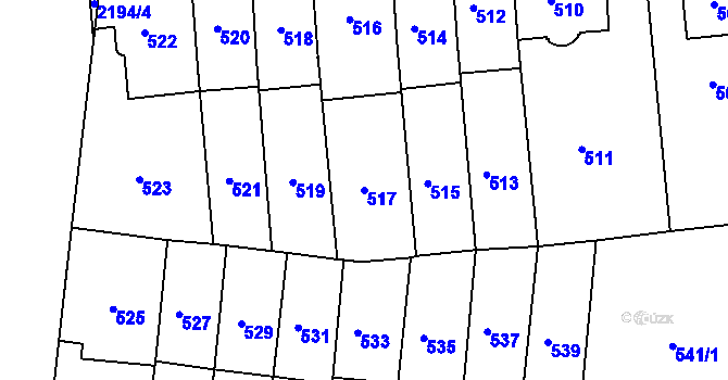 Parcela st. 517 v KÚ Střešovice, Katastrální mapa