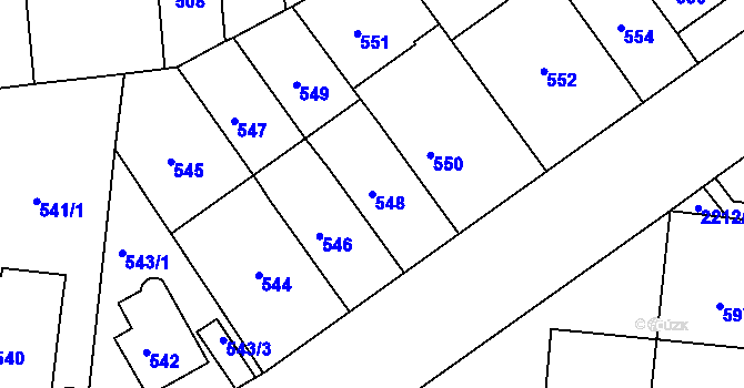 Parcela st. 548 v KÚ Střešovice, Katastrální mapa