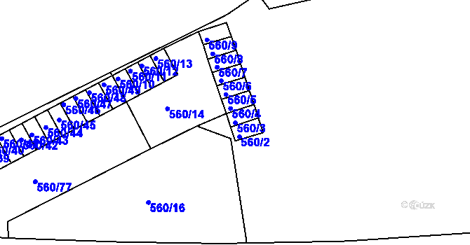 Parcela st. 560/3 v KÚ Střešovice, Katastrální mapa