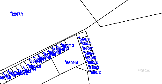 Parcela st. 560/8 v KÚ Střešovice, Katastrální mapa