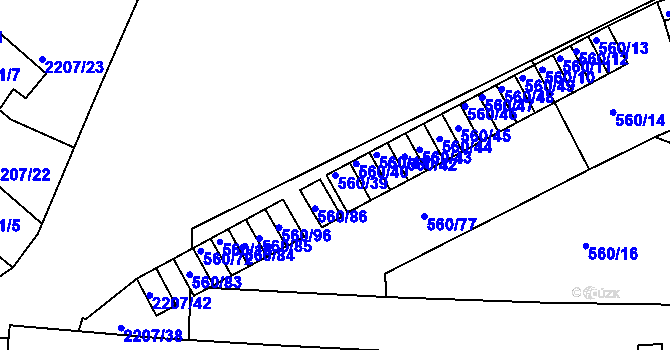 Parcela st. 560/39 v KÚ Střešovice, Katastrální mapa