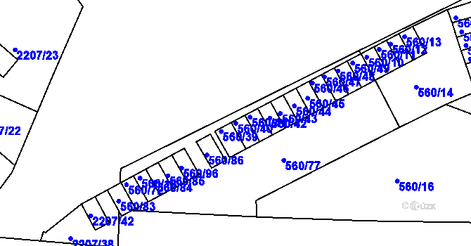 Parcela st. 560/40 v KÚ Střešovice, Katastrální mapa