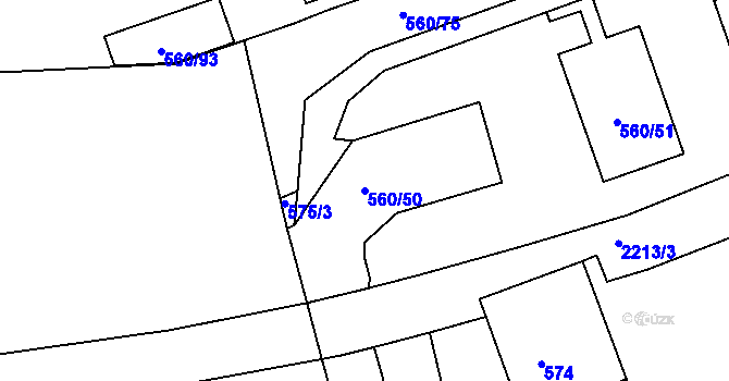 Parcela st. 560/50 v KÚ Střešovice, Katastrální mapa