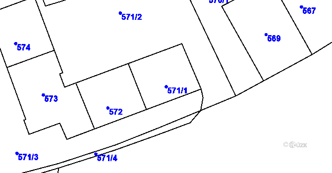 Parcela st. 571/1 v KÚ Střešovice, Katastrální mapa