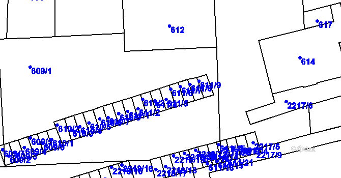 Parcela st. 611/6 v KÚ Střešovice, Katastrální mapa
