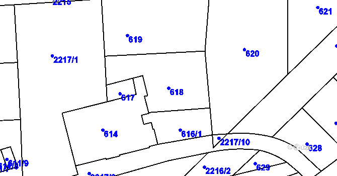 Parcela st. 618 v KÚ Střešovice, Katastrální mapa