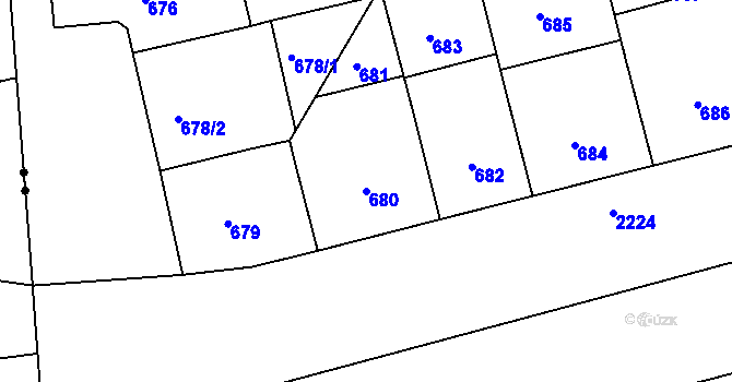 Parcela st. 680 v KÚ Střešovice, Katastrální mapa