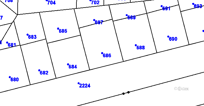 Parcela st. 686 v KÚ Střešovice, Katastrální mapa