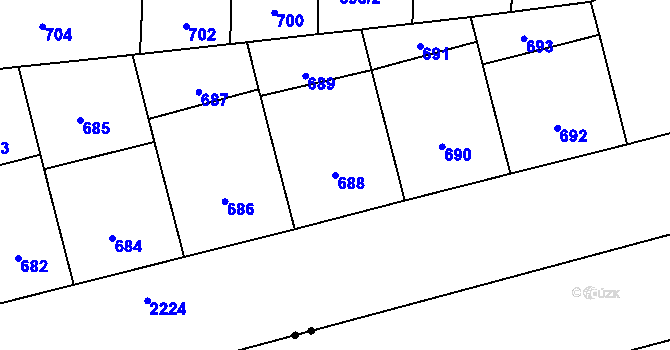 Parcela st. 688 v KÚ Střešovice, Katastrální mapa