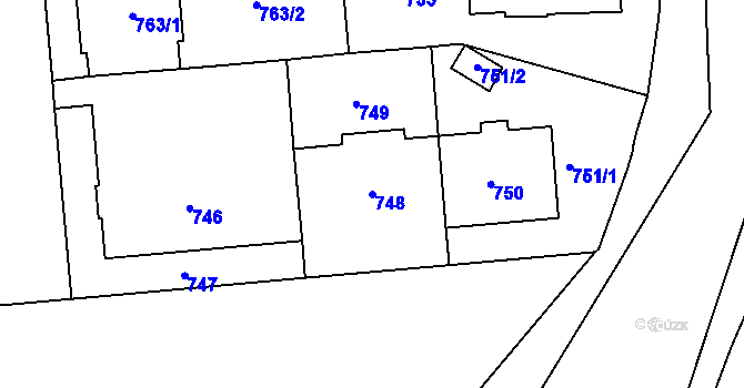 Parcela st. 748 v KÚ Střešovice, Katastrální mapa