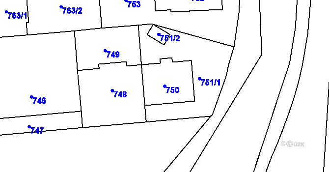 Parcela st. 750 v KÚ Střešovice, Katastrální mapa