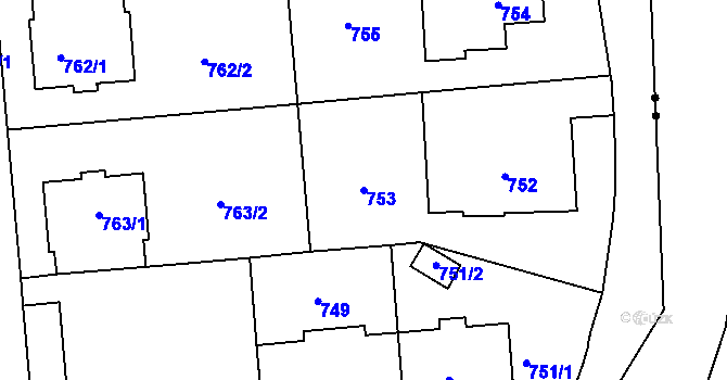 Parcela st. 753 v KÚ Střešovice, Katastrální mapa