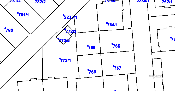 Parcela st. 766 v KÚ Střešovice, Katastrální mapa
