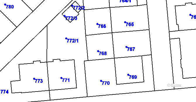 Parcela st. 768 v KÚ Střešovice, Katastrální mapa