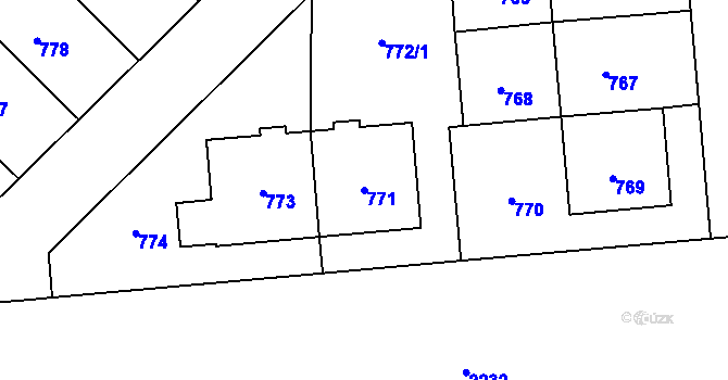 Parcela st. 771 v KÚ Střešovice, Katastrální mapa