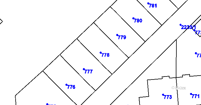 Parcela st. 778 v KÚ Střešovice, Katastrální mapa