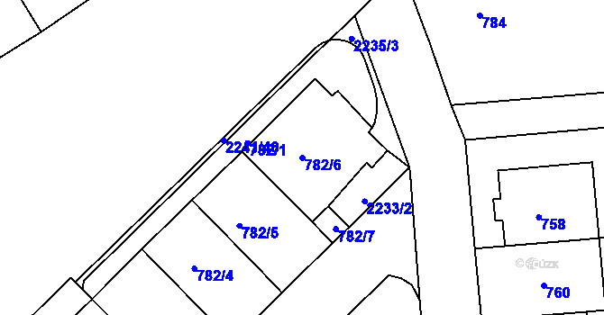 Parcela st. 782/6 v KÚ Střešovice, Katastrální mapa