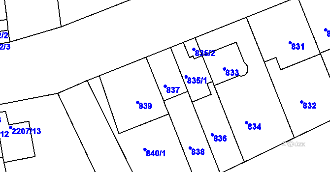 Parcela st. 837 v KÚ Střešovice, Katastrální mapa