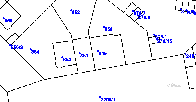 Parcela st. 849 v KÚ Střešovice, Katastrální mapa