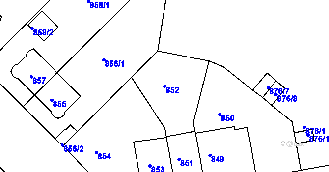 Parcela st. 852 v KÚ Střešovice, Katastrální mapa