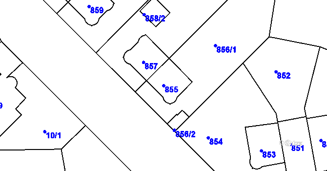 Parcela st. 855 v KÚ Střešovice, Katastrální mapa