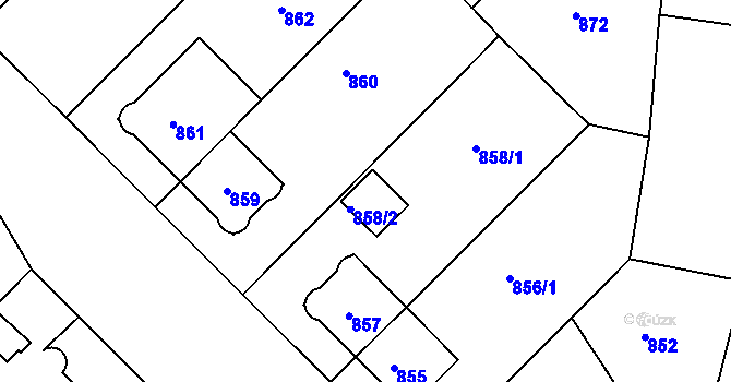 Parcela st. 858/3 v KÚ Střešovice, Katastrální mapa
