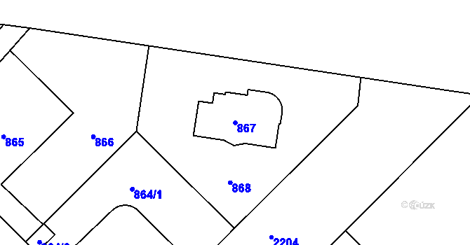 Parcela st. 867 v KÚ Střešovice, Katastrální mapa