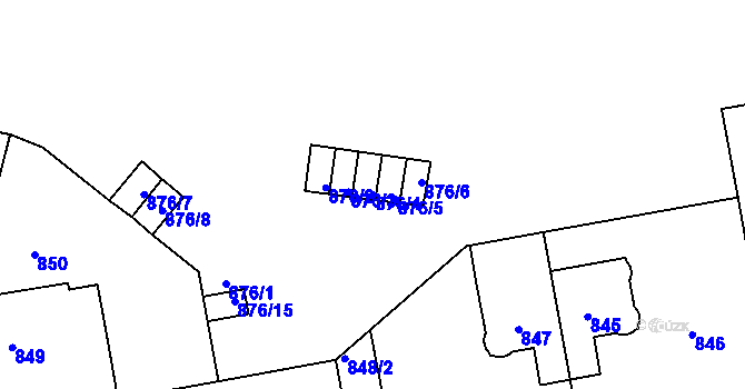 Parcela st. 876/4 v KÚ Střešovice, Katastrální mapa