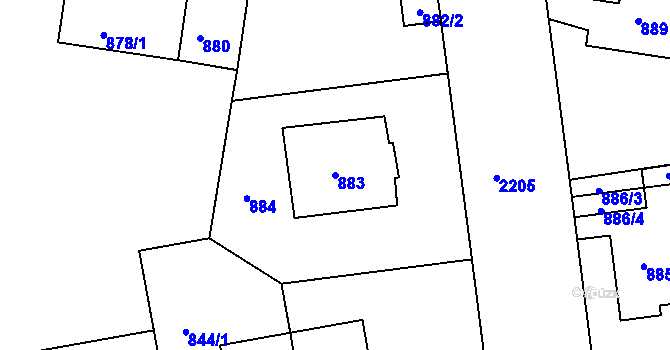 Parcela st. 883 v KÚ Střešovice, Katastrální mapa