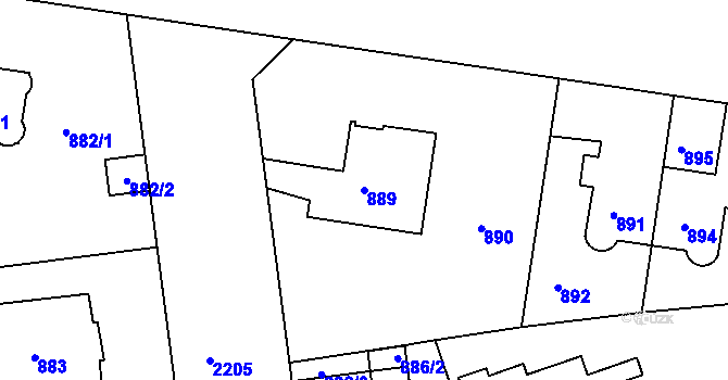 Parcela st. 889 v KÚ Střešovice, Katastrální mapa