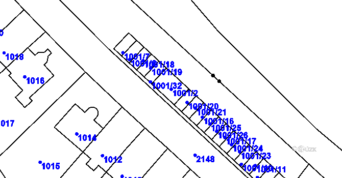 Parcela st. 1001/2 v KÚ Střešovice, Katastrální mapa
