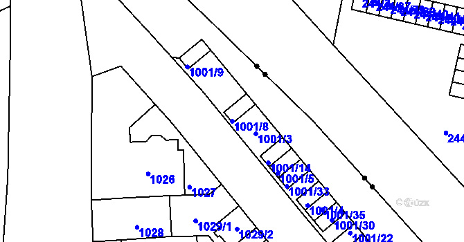 Parcela st. 1001/8 v KÚ Střešovice, Katastrální mapa