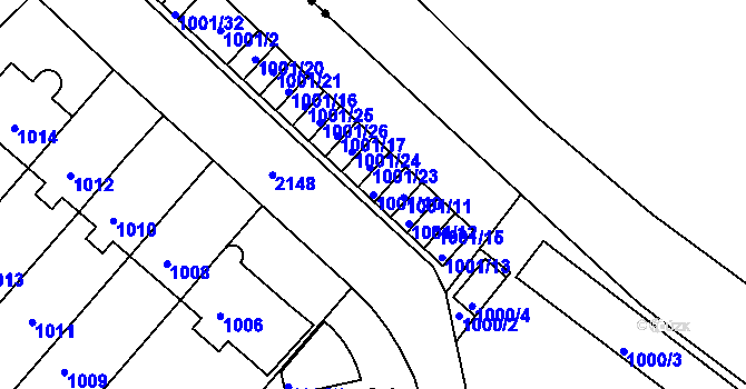 Parcela st. 1001/10 v KÚ Střešovice, Katastrální mapa
