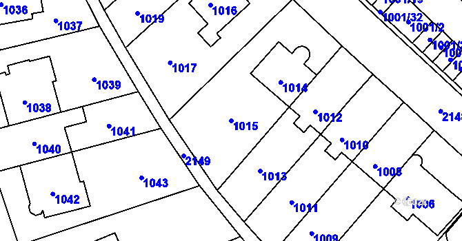 Parcela st. 1015 v KÚ Střešovice, Katastrální mapa