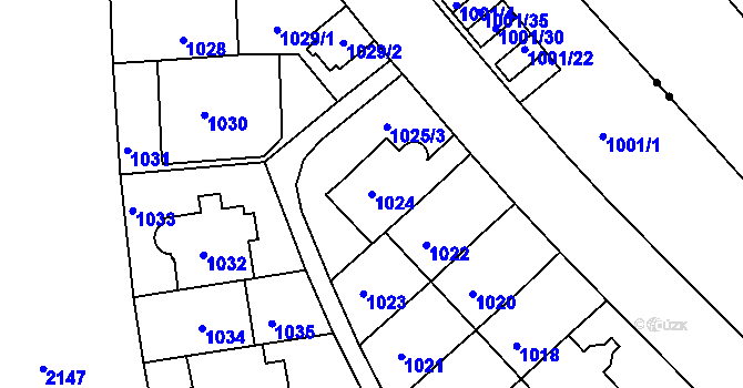 Parcela st. 1024 v KÚ Střešovice, Katastrální mapa