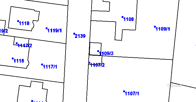 Parcela st. 1109/2 v KÚ Střešovice, Katastrální mapa