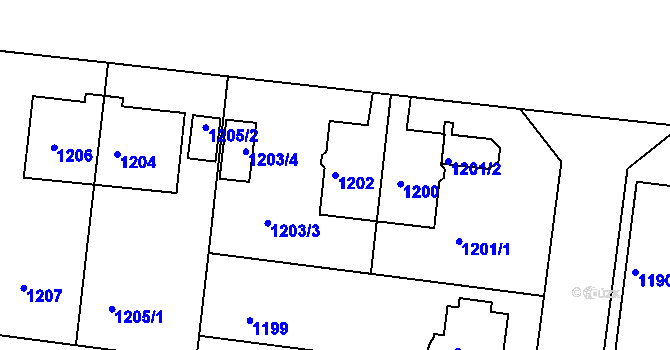 Parcela st. 1202 v KÚ Střešovice, Katastrální mapa