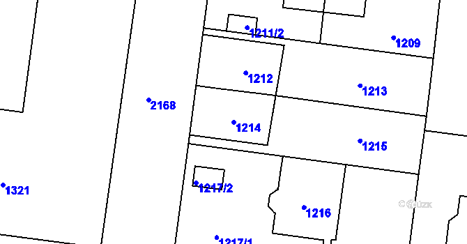 Parcela st. 1214 v KÚ Střešovice, Katastrální mapa