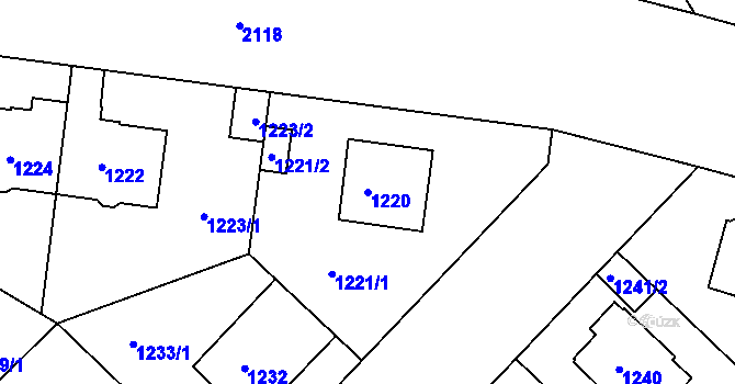 Parcela st. 1220 v KÚ Střešovice, Katastrální mapa