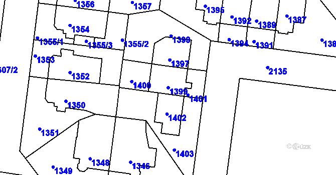Parcela st. 1399 v KÚ Střešovice, Katastrální mapa