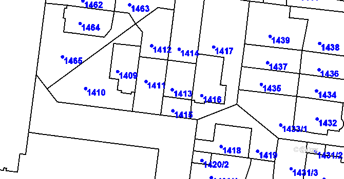 Parcela st. 1413 v KÚ Střešovice, Katastrální mapa