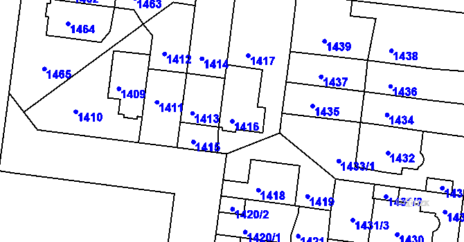 Parcela st. 1416 v KÚ Střešovice, Katastrální mapa