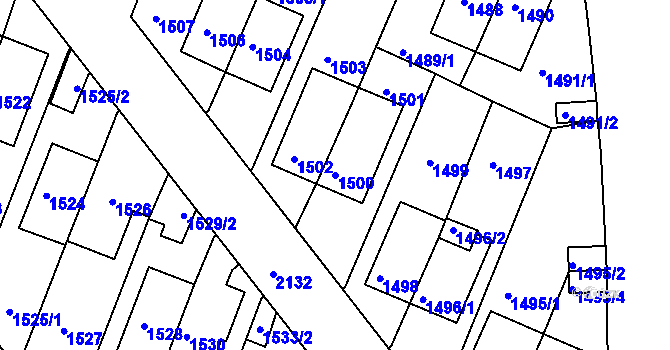 Parcela st. 1500 v KÚ Střešovice, Katastrální mapa